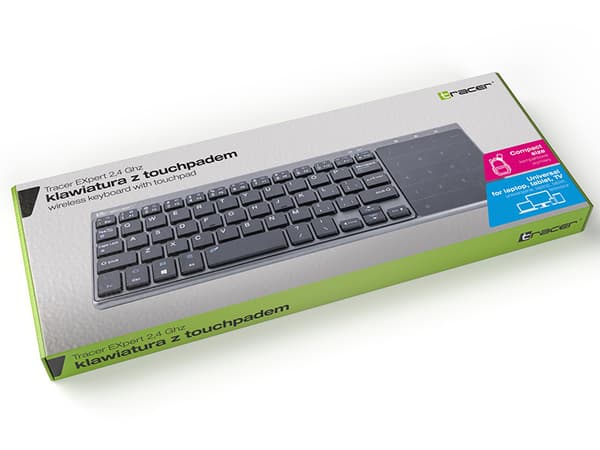 Wireless keyboard with touchpad Tracer EXpert 2,4 Ghz - TRAKLA46934 Sort, Grå