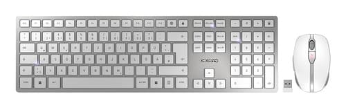CHERRY DW 9100 SLIM keyboard Mouse included Universal RF Wireless + Bluetooth QWERTZ German Silver Sølv