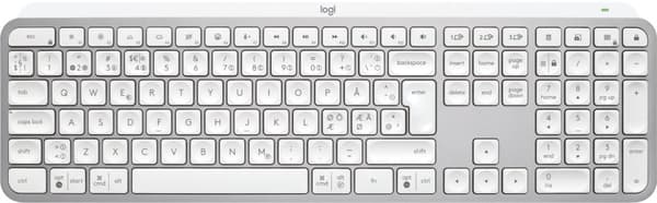 LOGITECH MX Keys S Bluetooth Illuminated Keyboard - PALE GREY - NORDIC Gjuten aluminium, Vit