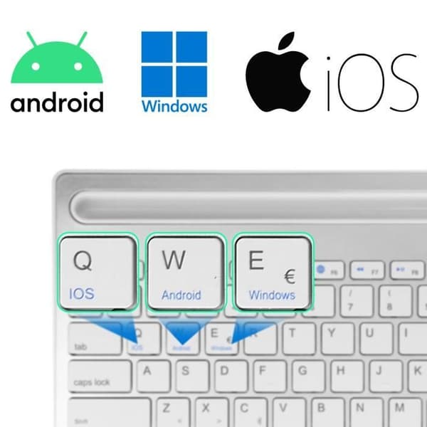 Trådlöst tangentbord - LinQ - QWERTY - Vit - Kompatibel med iOS/Android/Windows - USB C