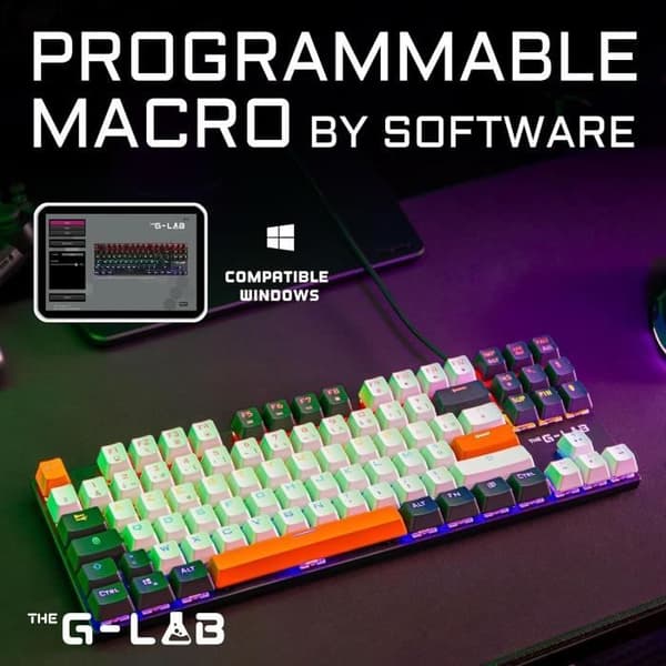 Speltangentbord - THE G-LAB - KEYZ-MERCURY-C/FR - Mekaniskt - TKL - 3 färger Vit+Svart+OrangeFR