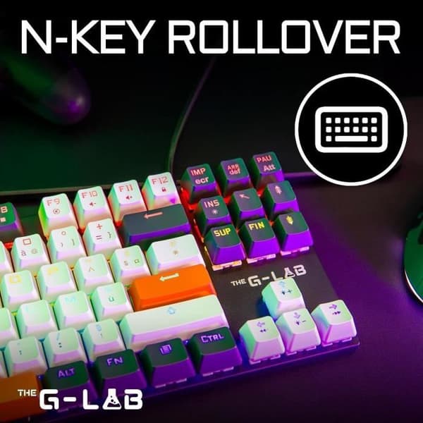 Speltangentbord - THE G-LAB - KEYZ-MERCURY-C/FR - Mekaniskt - TKL - 3 färger Vit+Svart+OrangeFR