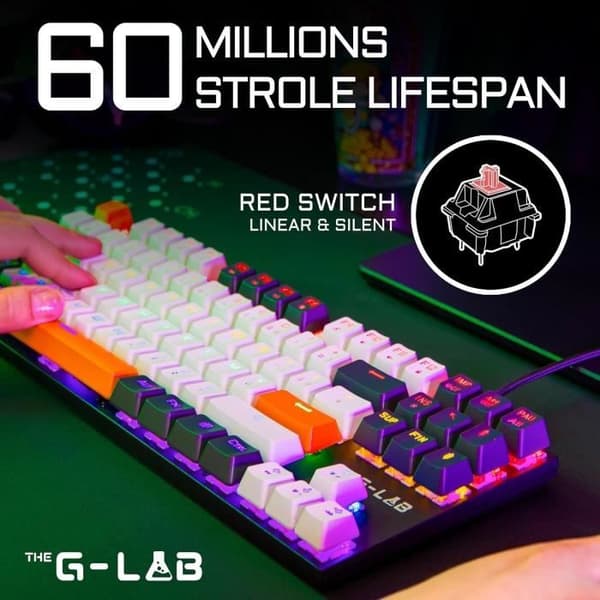 Speltangentbord - THE G-LAB - KEYZ-MERCURY-C/FR - Mekaniskt - TKL - 3 färger Vit+Svart+OrangeFR