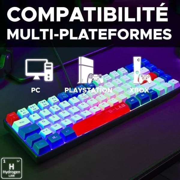 Speltangentbord - THE G-LAB - KEYZ-HYDRO-BWR/FR - 60 % membran 3 nyckelfärger Blå-Vit-Röd