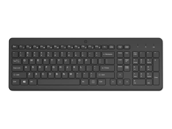 HP 225 - Tastatur - 2,5-soners oppsett - trådløs - 2.4 GHz - QWERTY - Engelsk - svart