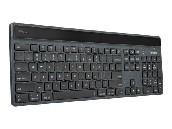 Targus EcoSmart - Tangentbord - hållbar energiutvinning - antimikrobiell - bakgrundsbelyst - trådlös - Bluetooth 5.0 - QWERTY - brittisk - tangentbry