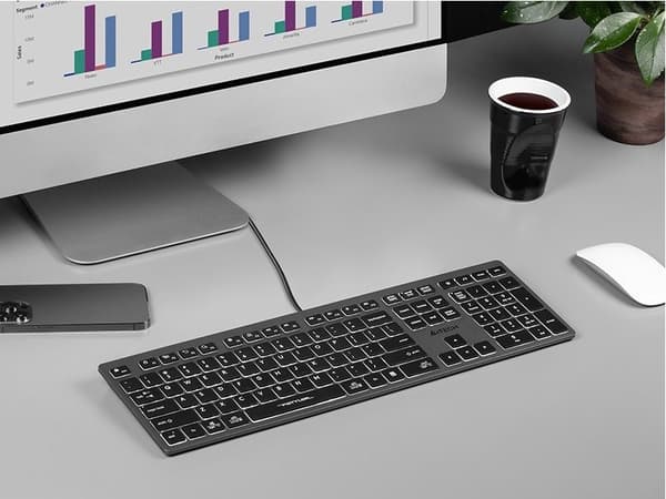 A4Tech FSTYLER FX60H (White Backlit) keyboard USB QWERTY Black, Grey