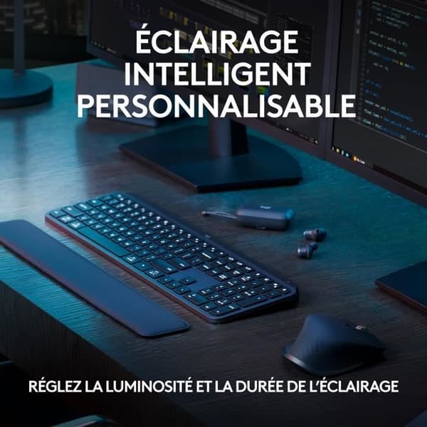 Trådlöst tangentbord - LOGITECH - MX Keys S - Bluetooth - Bakgrundsbelyst - Tysta tangenter - Grafit