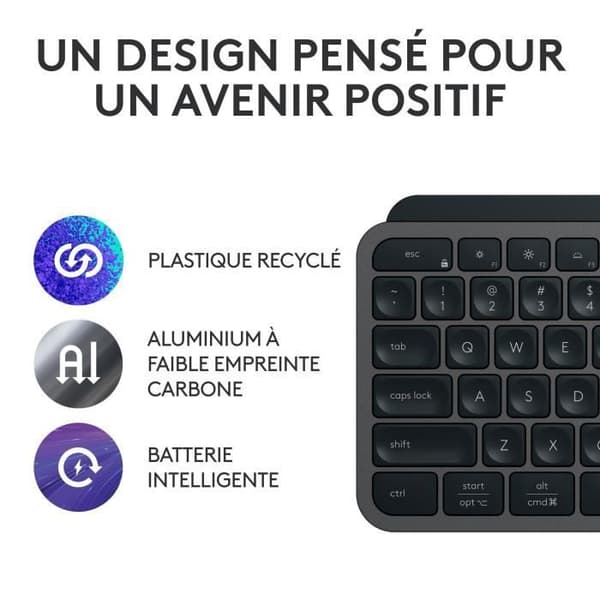 Trådlöst tangentbord - LOGITECH - MX Keys S - Bluetooth - Bakgrundsbelyst - Tysta tangenter - Grafit