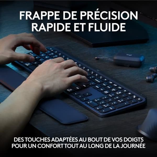 Trådlöst tangentbord - LOGITECH - MX Keys S - Bluetooth - Bakgrundsbelyst - Tysta tangenter - Grafit