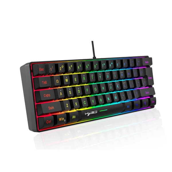 INF Bærbart kablet gaming-tastatur med RGB-baggrundsbelysning, 61 taster