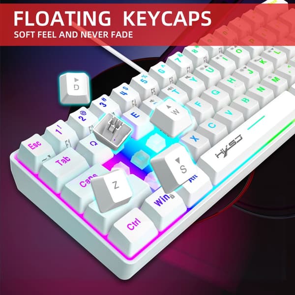 INF Bærbart kablet gaming-tastatur med RGB-baggrundsbelysning, 61 taster