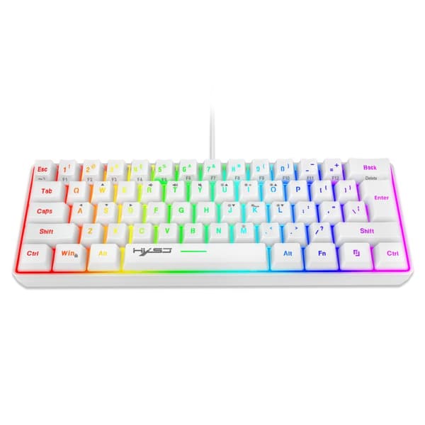INF Bærbart kablet gaming-tastatur med RGB-baggrundsbelysning, 61 taster Hvid