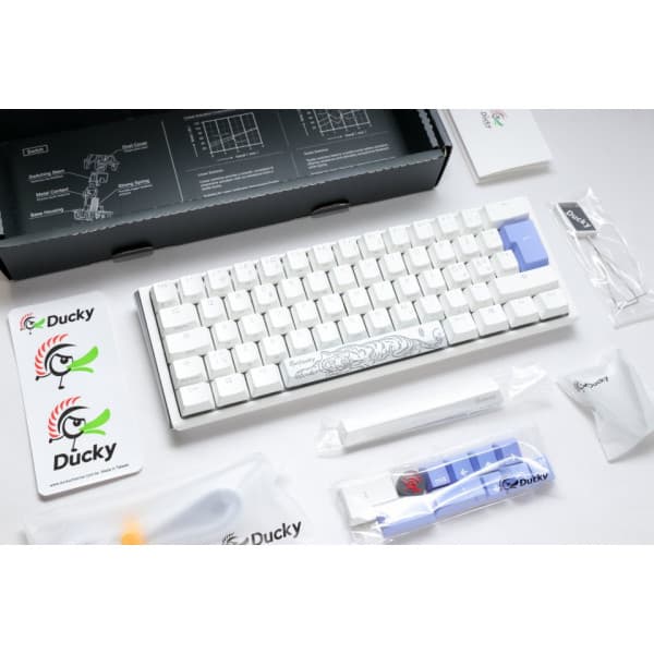 Ducky One 3 Mini 60% -mekanisk tangentbord med Cherry MX Silent Red-switchar, vit