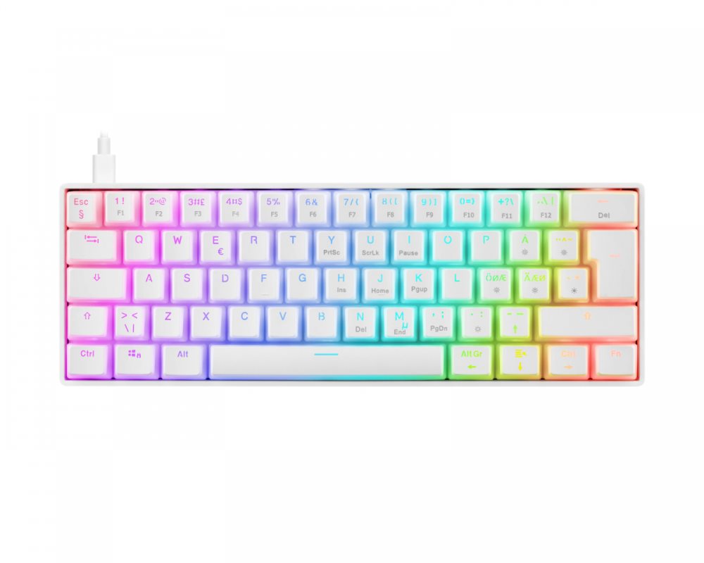 WK90 RGB 60% Hotswap Mekaniskt Tastatur [Pink Linear] - Hvit
