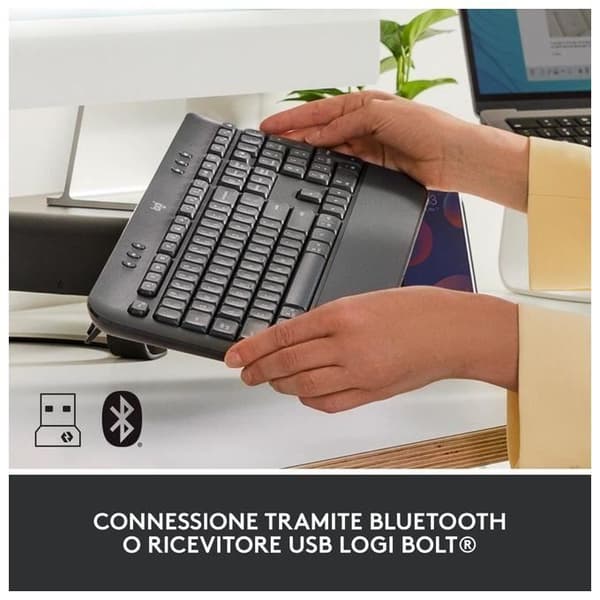 Trådlöst tangentbord - Logitech - Signature K650 - Ergonomisk - Italiensk QWERTY - Integrerat handledsstöd