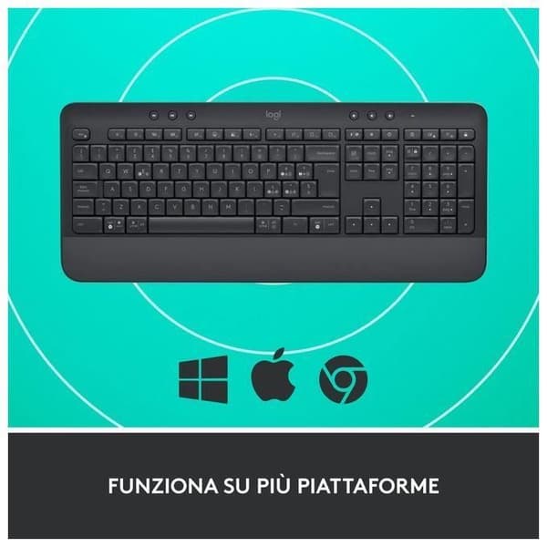 Trådlöst tangentbord - Logitech - Signature K650 - Ergonomisk - Italiensk QWERTY - Integrerat handledsstöd