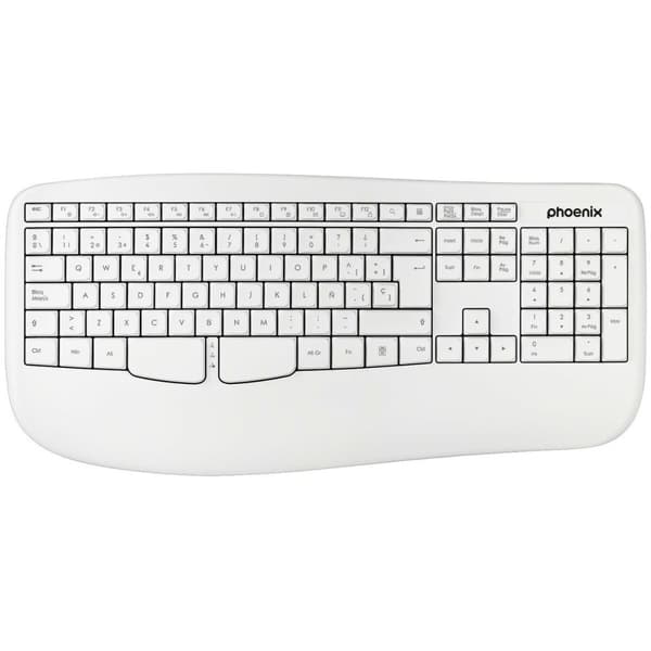 Trådløst tastatur Phoenix K201 Hvid Spansk qwerty