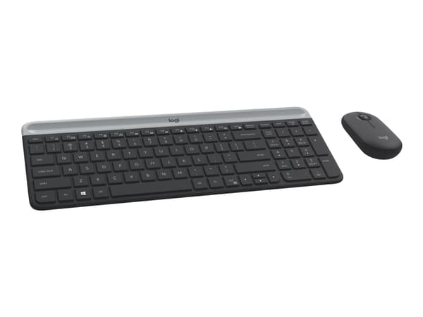Logitech Slim Wireless Combo MK470 - Sats med tangentbord och mus - trådlös - 2.4 GHz - kroatiska - offwhite