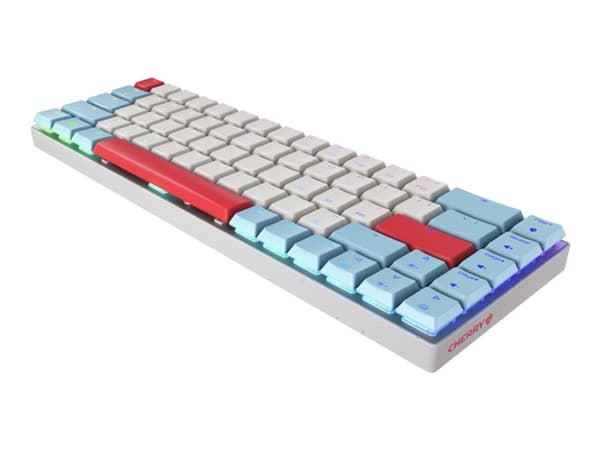 CHERRY MX LP 2.1 - Tangentbord - kompakt - bakgrundsbelyst - trådlös - 2.4 GHz, Bluetooth 5.2, med sladd - QWERTY - brittisk - tangentbrytare: CHERRY