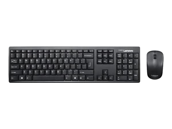 Lenovo 100 Wireless Combo - Sats med tangentbord och mus - trådlös - 2.4 GHz - engelska - svart - detaljhandel