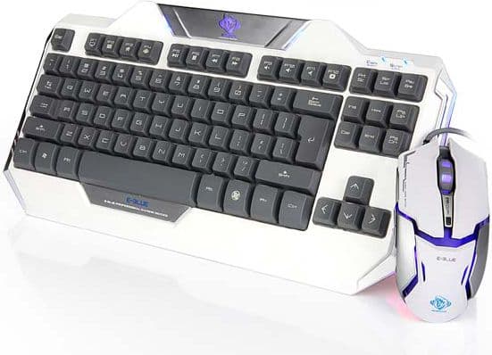 E-blue EKM811WHUSIU, Full-size (100%), Langallinen, USB, Musta, Valkoinen, Sisältää hiiren
