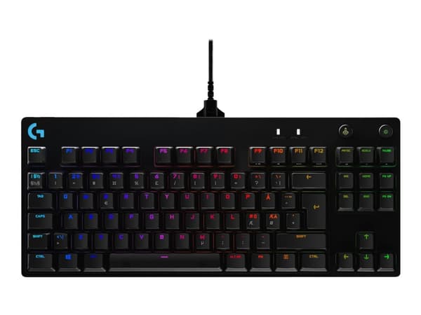 Logitech Pro - Tastatur - bakgrunnsbelyst - USB - QWERTY - Storbritannia - tastsvitsj: GX Blue Clicky - svart