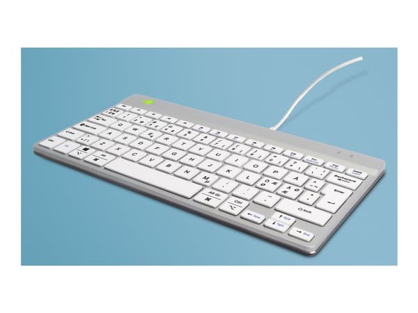 R-Go Compact Break - Tangentbord - med integrerad bromsindikator - USB-C - QWERTY - Nordisk - vit