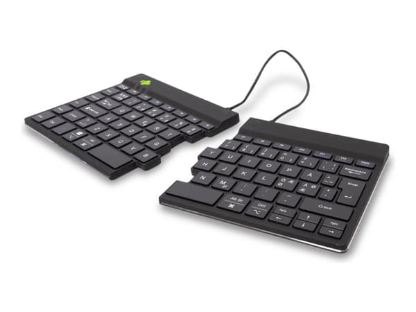R-Go Ergonomic Keyboard Split break - Tangentbord - with integrated break indicator - trådlös - Bluetooth 5.0 - QWERTY - Nordisk - svart