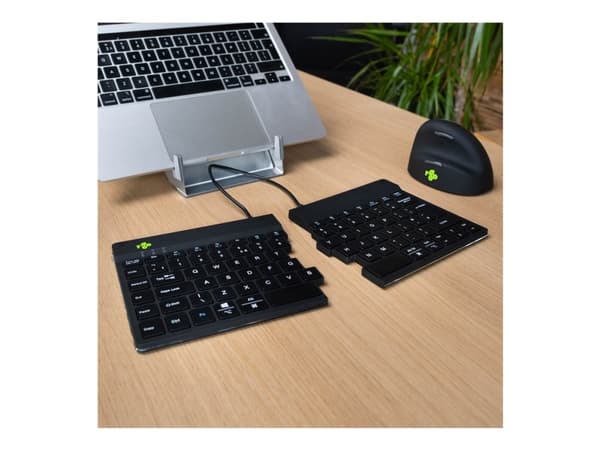 R-Go Ergonomic Keyboard Split break - Tangentbord - with integrated break indicator - trådlös - Bluetooth 5.0 - QWERTY - Nordisk - svart