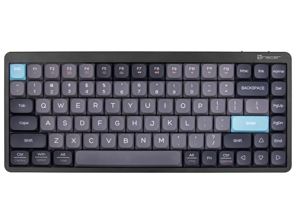 Tracer FINA 84, Kabel & Trådlös, USB + RF Wireless + Bluetooth, Mekaniska tangentbrytare, QWERTY, LED, Svart, Grå