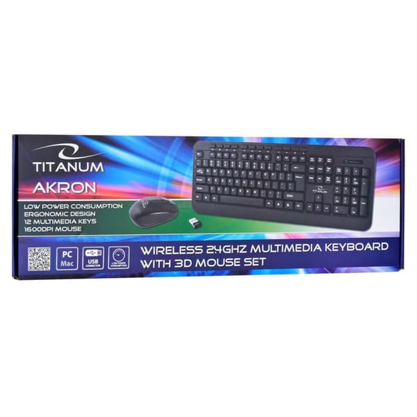 Tastatur og mus Titanum TK109 Sort