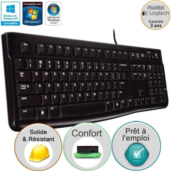 Logitech Ergonomic Wired Keyboard Logitech K120 PC Svart