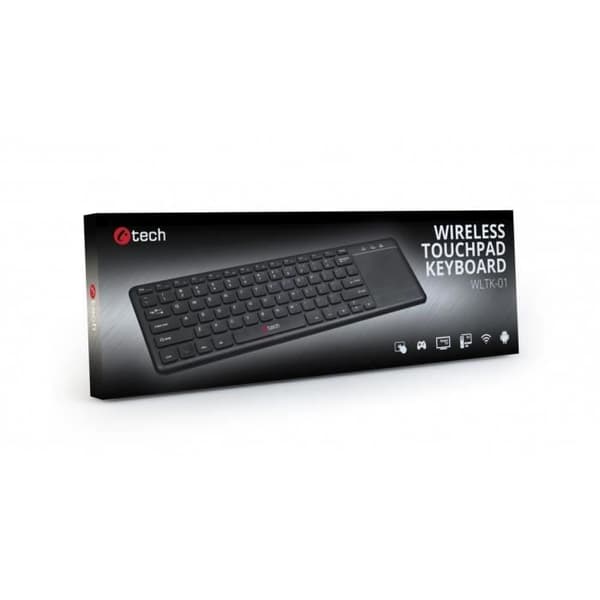 C-TECH WLTK-01, Trådlös, RF Trådlös, Membrantangentbord, Svart