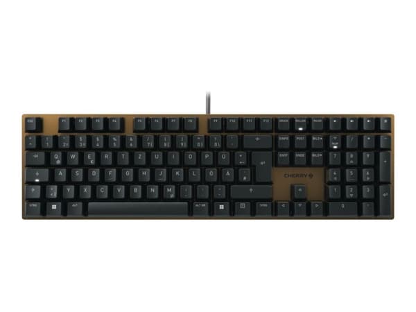 CHERRY KC 200 MX - Tastatur - USB - QWERTY - USA med eurosymbol - tastsvitsj: CHERRY MX2A Silent Red - svart - plastfri emballasje Sort, Bronse