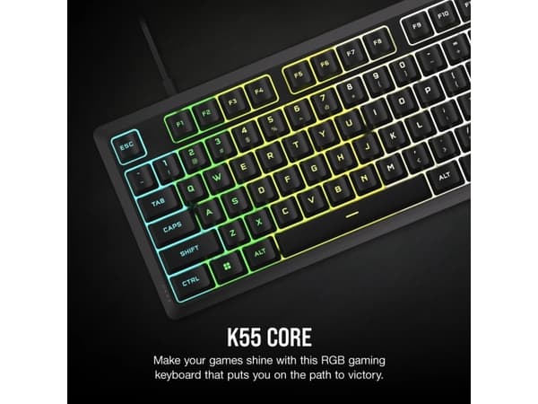 CORSAIR K55 CORE RGB - Tangentbord - gaming - bakgrundsbelyst - USB - QWERTY - Nordisk - svart