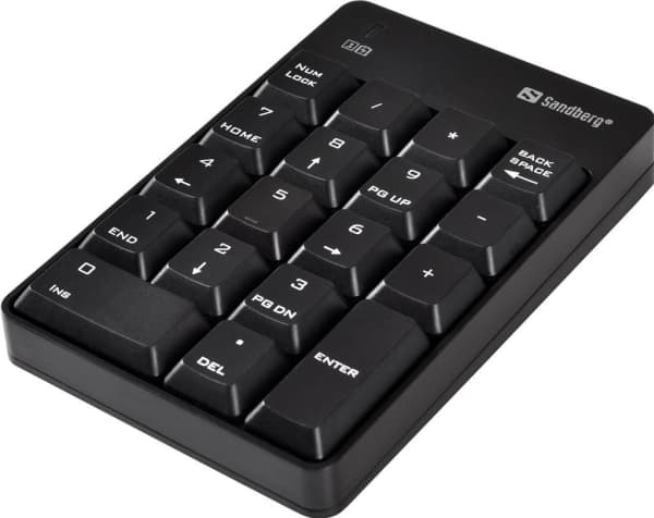 Sandberg Wireless Numeric Keypad 2, Langaton RF, 18, Kannettava tietokone/PC, Musta