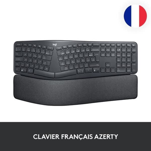 Ergonomiskt tangentbord - Trådlöst - Logitech - ERGO K860 - AZERTY - Svart