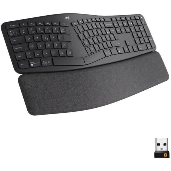 Ergonomiskt tangentbord - Trådlöst - Logitech - ERGO K860 - AZERTY - Svart grafit