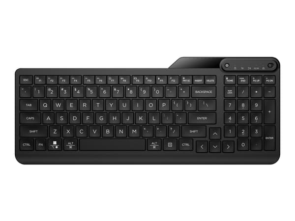 HP 475 - Tangentbord - dubbelt läge, multienhet, kompakt, 2-zonslayout, tangentrörelser med låg profil, 12 programmerbara knappar - trådlös - 2.4 GHz