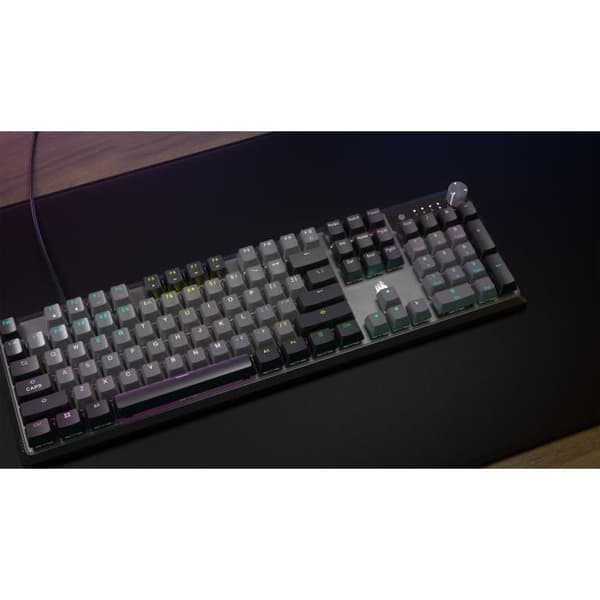 Mekaniskt speltangentbord - CORSAIR - K70 CORE RGB - CORSAIR Röda linjära omkopplare - Ljudisolering - Roterande hjul - Grå