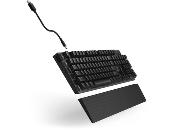 NZXT Function 2 - Tangentbord - full size - backlit - USB - QWERTY - Nordisk - tangentbrytare: NZXT Swift Optical Switches - svart