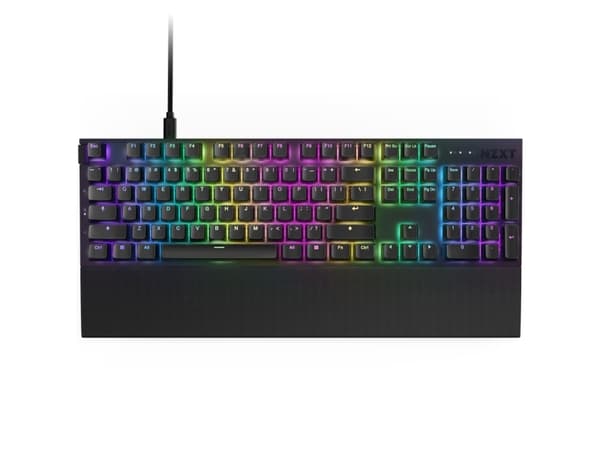 NZXT Function 2 - Tangentbord - full size - backlit - USB - QWERTY - Nordisk - tangentbrytare: NZXT Swift Optical Switches - svart