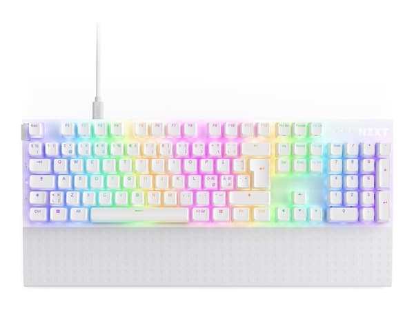 NZXT Function 2, Wired, USB, Optical key switch, QWERTY, RGB LED, White Valkoinen