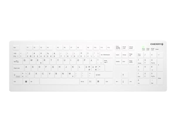 Active Key AK-C8112 - Tangentbord - desinficering via torkning, platt tangentprofil - tvättbar - trådlös - 2.4 GHz - QWERTY - hela norden - vit Vit