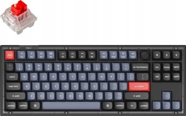 Klawiatura Keychron Keychron V3 TKL 80% Fully Assembled Knob K Pro Red Switch Frosted Black QMK/VIA