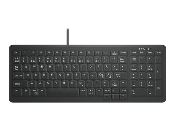 Active Key MedicalKey AK-C7000F - Tangentbord - sanerbart, kompakt, hygieniskt, med knappsats - USB - QWERTY - hela norden - svart