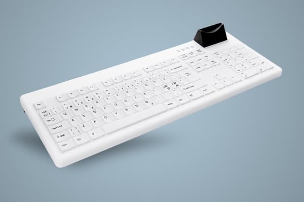 Active Key AK-C8200F - Tangentbord - hygien - med smart ID-kortläsare - USB - QWERTY - Nordisk - svartvitt