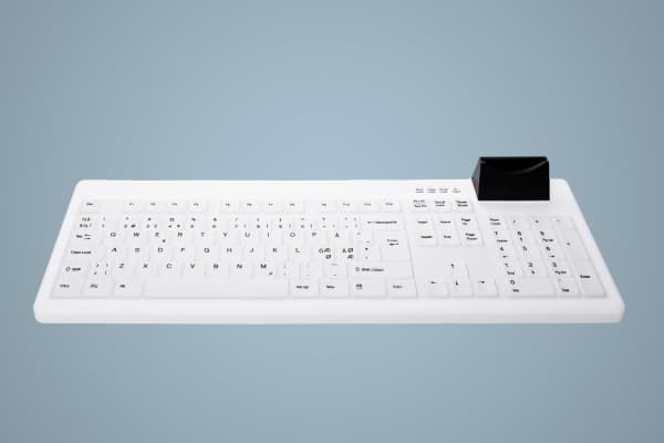 Active Key AK-C8200F - Tangentbord - hygien - med smart ID-kortläsare - USB - QWERTY - Nordisk - svartvitt