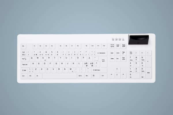 Active Key AK-C8200F - Tangentbord - hygien - med smart ID-kortläsare - USB - QWERTY - Nordisk - svartvitt